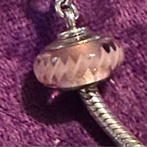 Jewelry - Authentic Pandora Sterling Silver Pink zigzag glass murano